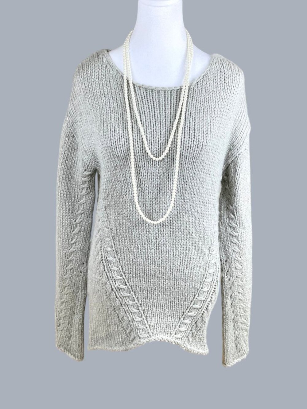 New Scotland Sweater Wool Alpaca Chunky Knit Gray (S)